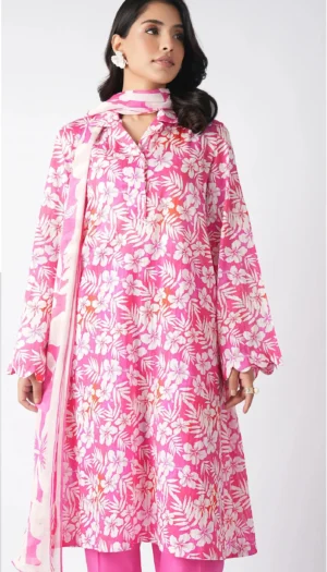 3 Piece Suit - Lawn Embroidered - Bareeze - UBR0134