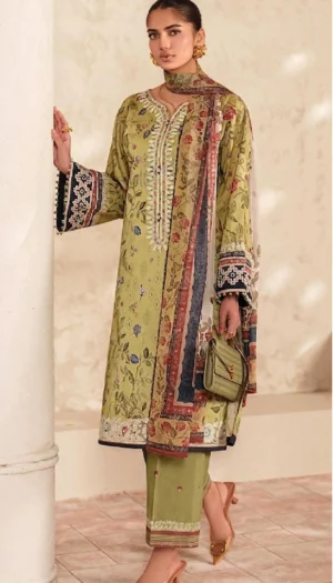 3 Piece Suit - Lawn Embroidered - Baroque  - UBA0144