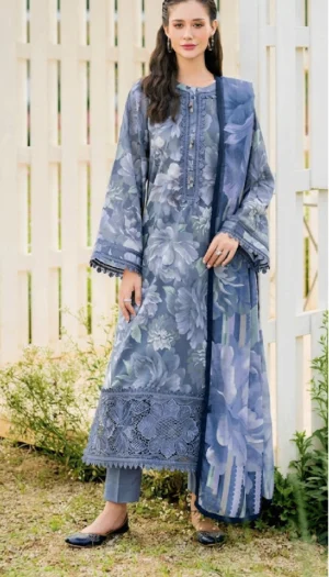 3 Piece Suit - Lawn Embroidered - Baroque  - UBA0145