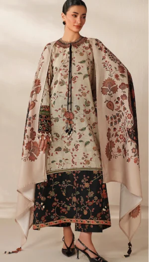3 Piece Suit - Lawn Embroidered - Baroque  - UBA0137