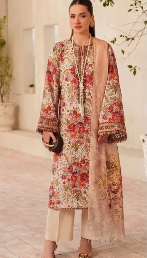 3 Piece Suit - Lawn Embroidered - Baroque  - UBA0138