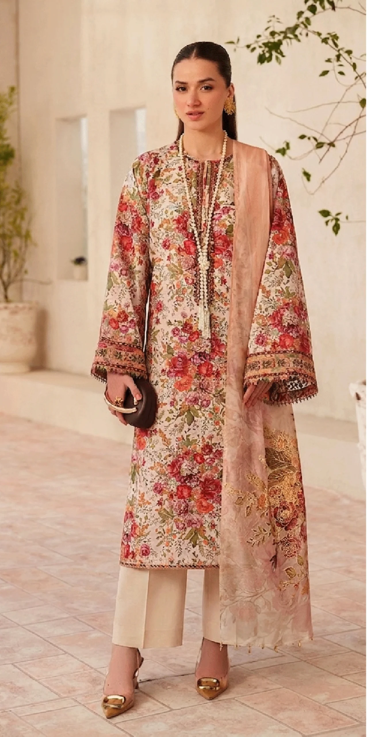 3 Piece Suit - Lawn Embroidered - Baroque - UBA0138