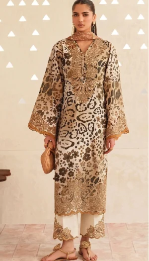 3 Piece Suit - Lawn Embroidered - Baroque  - UBA0139