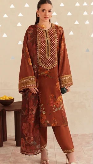 3 Piece Suit - Lawn Embroidered - Baroque  - UBA0140