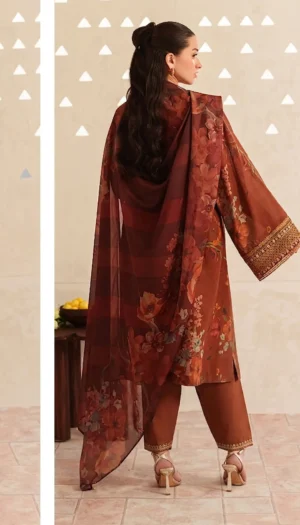 3 Piece Suit - Lawn Embroidered - Baroque  - UBA0141