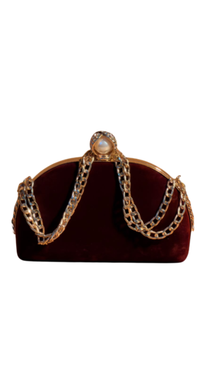 women's maroon valvet clutch