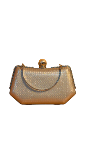women's gold textured hardcase clutch